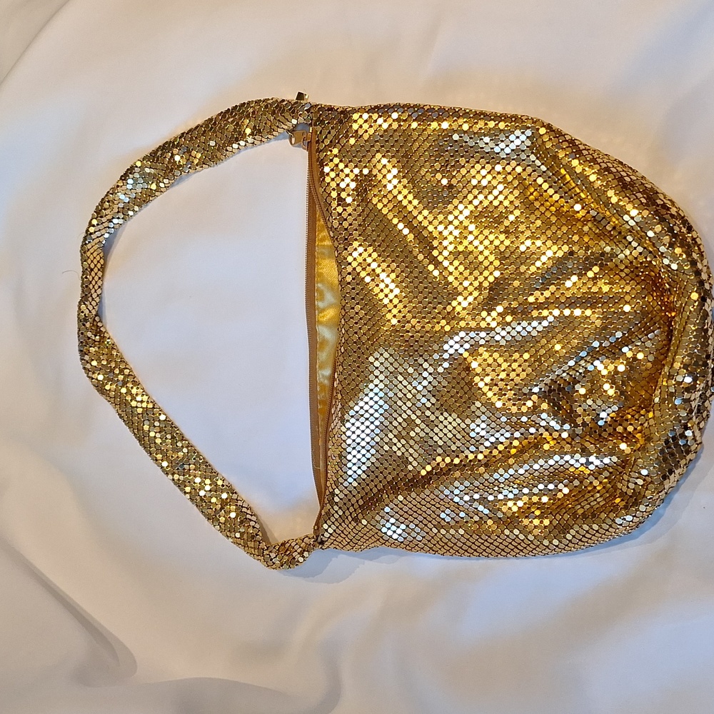 Gold tone mesh Shoulder Disco Purse bag